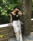 Dohwa Dot Rose Lace Crop Short Sleeve T-shirt