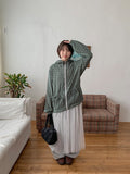 Bomiru Ribbon Hood Check Wind Jumper