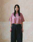 [AG.W] Applique Crop Half Tee