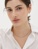 Essence Silver (W) Moissanite Flower Station Necklace