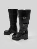 1146 Buckle Strap Platform Chunky Long Boots (8cm)