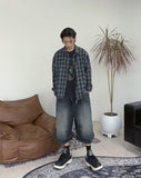 Epearl pintuck Bermuda denim pants