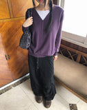 Er Button Layered V-Neck Long Sleeve Long Knit