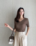 Verena V-neck Ribbed Knit