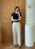 Hidel Linen Basic Pintuck Slacks