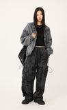 Camo distressed cargo string banding pants