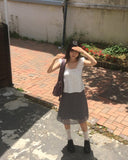 Deti See-through Check Midi Skirt