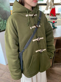 Melbon Fleece Duffel Hood Half Coat