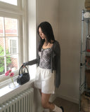 Butin Strap Check Sleeveless Cardigan Set