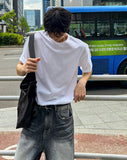 Brushed Layered Short Sleeve Plain Tee