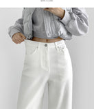 Hidden Banding Mute Color Long Wide Cotton Pants
