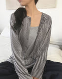[Lining Point] Hued Stripe Dot Cardigan