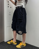 Motif Damage Banding Bermuda Pants