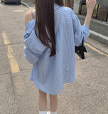 Loose-Fit Stripe Softly Cotton Check Shirt