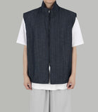 High neck denim vest
