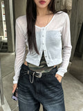 [U-BASIC] Summer snap button see-through cardigan