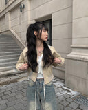 Midyu Leather Crop Blouson Jumper