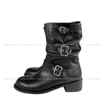 biker strap middle boots