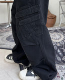 Clue Wide Cargo Denim Pants