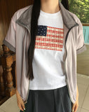 Ktin American Flag Patch Lace Short Sleeve T-Shirt