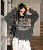 Atonic Lettering Hood Zip-Up Knit