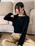 Sar basic boat neck cozy crop long sleeve knit