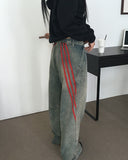 Biggie Hip Line Diagonal Track Denim Pants