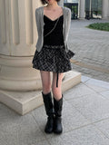 Dylan Check Ribbon Tiered Mini Skirt