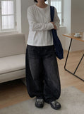 Calton Washing Denim Balloon Wide Pants