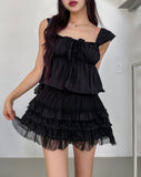 Bohemian lace frill tiered skirt