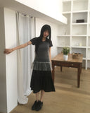 Mire cut tiered midi skirt