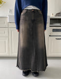 Dilpin Fringe Washing Denim Skirt