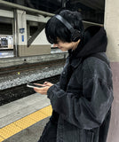 Drape hood denim jacket