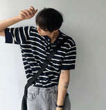 Dangara Henry Neck Short Sleeve Knit