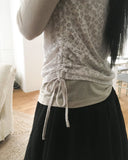[MADE] Ronen Shirred Short Sleeve Layered Tencel Long Sleeve T-shirt
