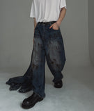 Dirty oil washed denim pants