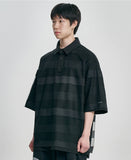 Stripe Mesh Layered Polo Shirt