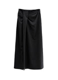 Liboen Ribbon Tie Long Skirt