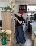 [unisex] Menteki Summer Banding Raw Denim Wide Pants