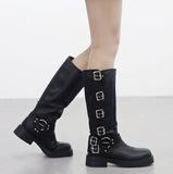 Refit belt leather long boots