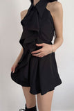 Frill tie-neck blouse
