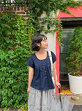 Gelter Summer Raw Denim Short Sleeve Blouse