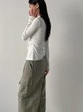 Shirring Collar Slim T-shirt