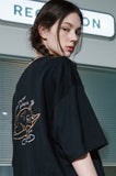 Boat Cat Embroidery Short Sleeve T-shirt