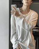 Waffle U-Neck Long Sleeve Tee
