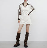 Newden V-neck Color Matching One Piece