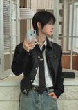 Kurt knit color matching leather jacket