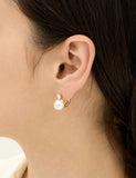 H Edition Silver (Y) Moissanite Pearl One-Touch Earrings 10mm