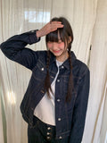 Hopan Non-Fade Pocket Raw Denim Jacket