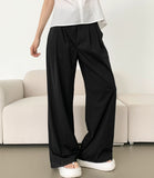 Waist Adjust Rustling Span Best Wide Two-Pin Tuck Slacks Pants